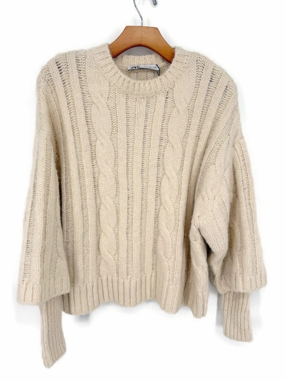 Zara Cream Cable Knit Chunky Sweater Small NWT